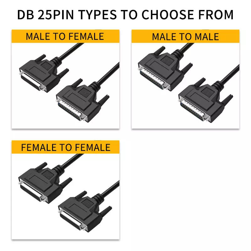 Đầu nối D-Sub 25 chân Cáp giao tiếp song song Db25 đến Db25 từ nam sang nữ