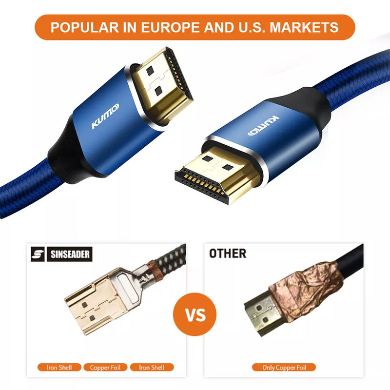 Kiểm tra HDR TDR 48gbps Cáp HDMI 4k mạ vàng 120Hz Hỗ trợ Ethernet 3D 4K HDTV