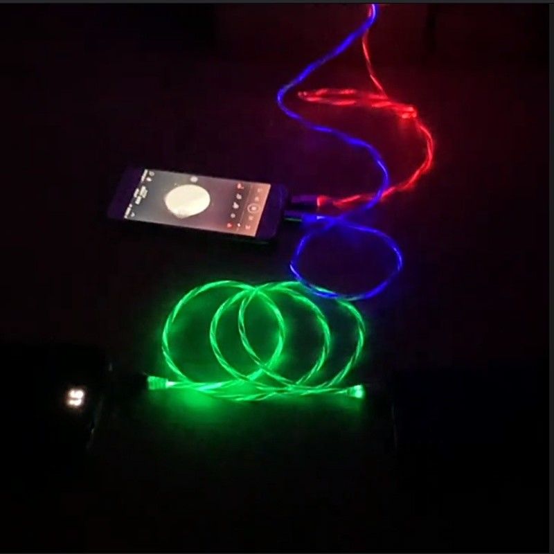 Cáp Sạc Nhanh 3 TRONG 1 Loại C 3A LED Sạc Đầy Màu Sắc Cáp USB Lightning Flashing Cable