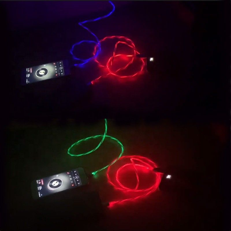 Cáp Sạc Nhanh 3 TRONG 1 Loại C 3A LED Sạc Đầy Màu Sắc Cáp USB Lightning Flashing Cable