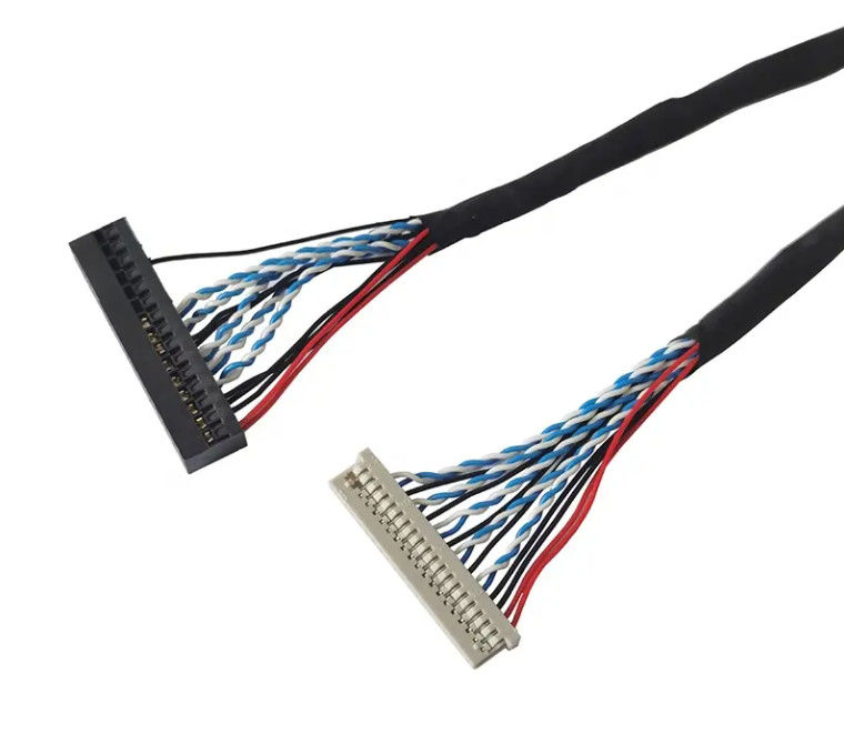 1.25mm 2.0mm Pitch 20 30 40 Pin Đầu nối LVDS Dây được bảo vệ Màn hình LCD Cáp lắp ráp
