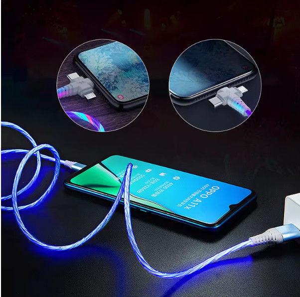 3in1 Flow Đèn sáng cáp usb cho Samsung 3 trong 1 2in1 LED Micro USB loại C 8pin sạc dây cho iPhone Huawei Xiaomi