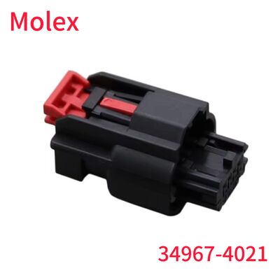 Molex 34967-4021 Vỏ đầu nối ô tô 4 chân màu đen có kẹp khóa màu đỏ, đầu nối Molex nguyên bản